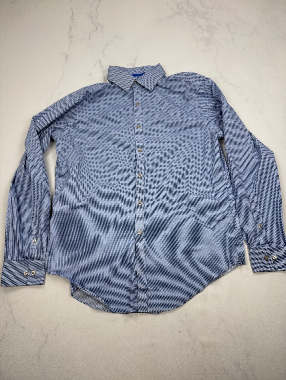 Van Heusen Vivid Button-Up Shirt Blue Modern Sharp - Mens L